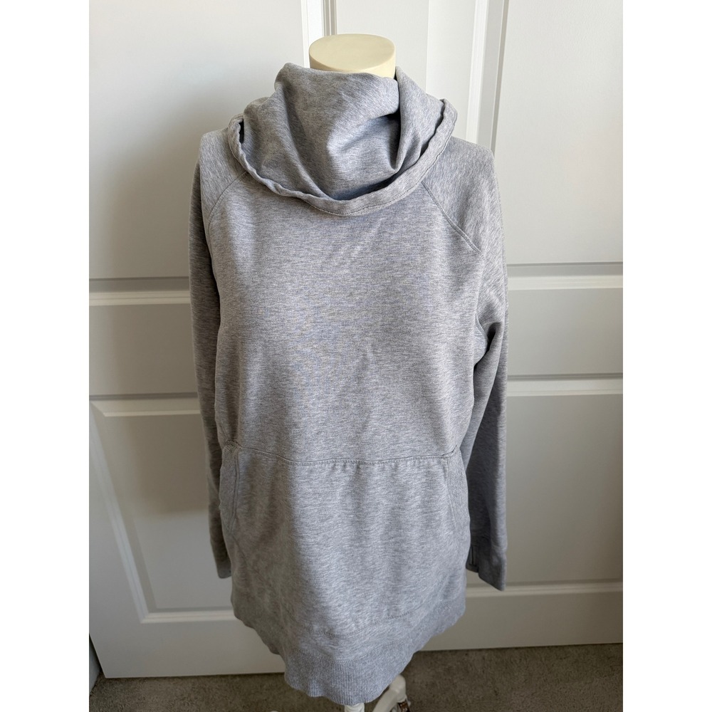 LL Bean Cowl Neck Sweatshirt XL Gray Fleece Pullover Thumbhole Pocket 290312